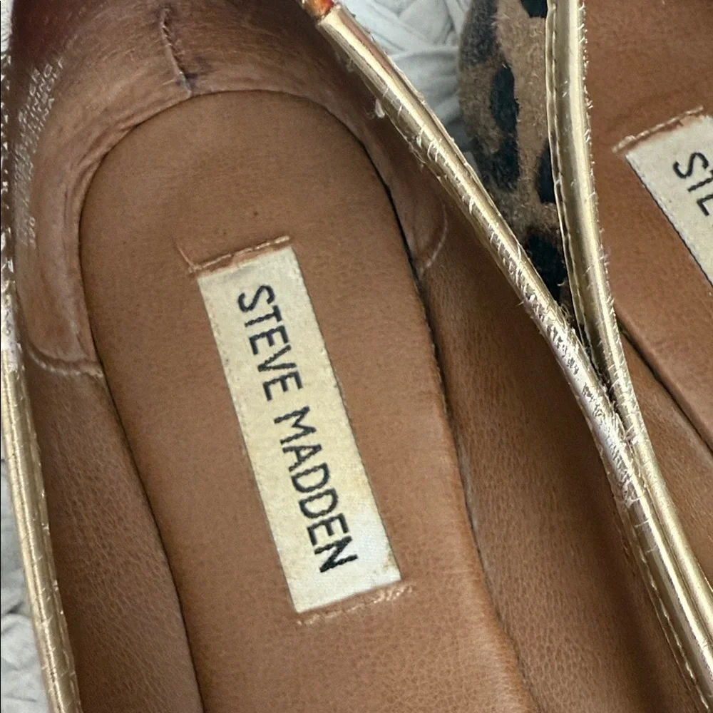 Steve Madden Gold and Black Studded Loafers - Picture 2 of 3